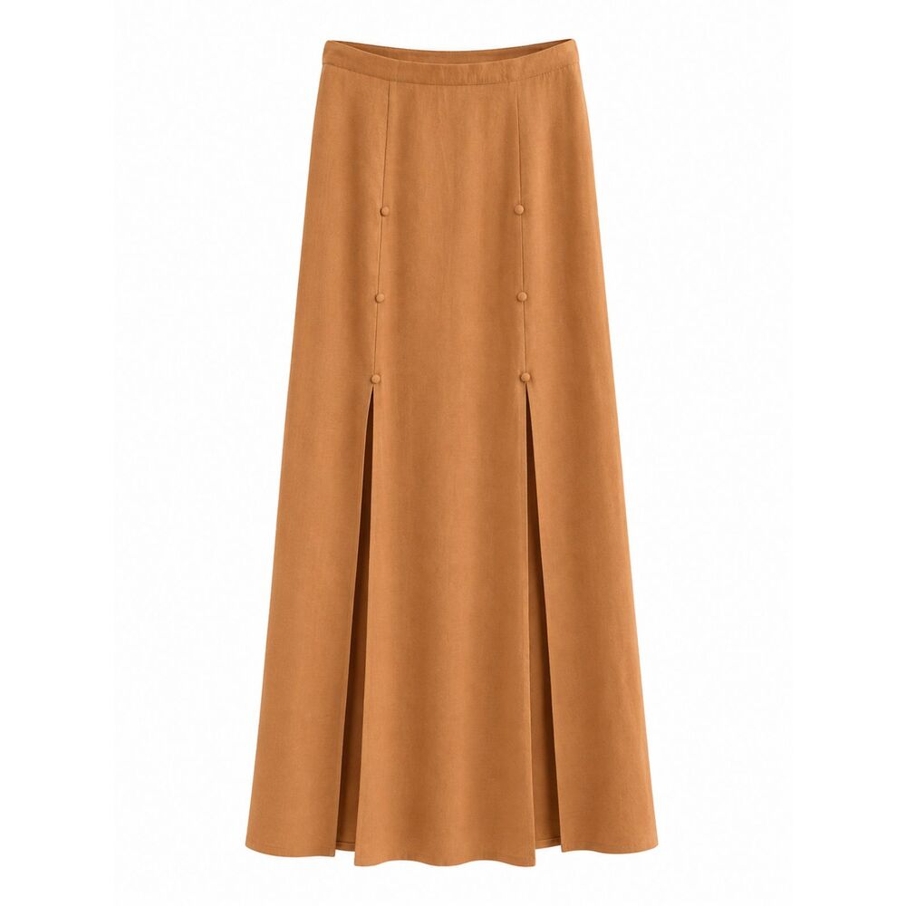ASOS DESIGN Tall Double Split Maxi Skirt in Camel